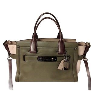 Coach rare swagger colorblock green brown cream